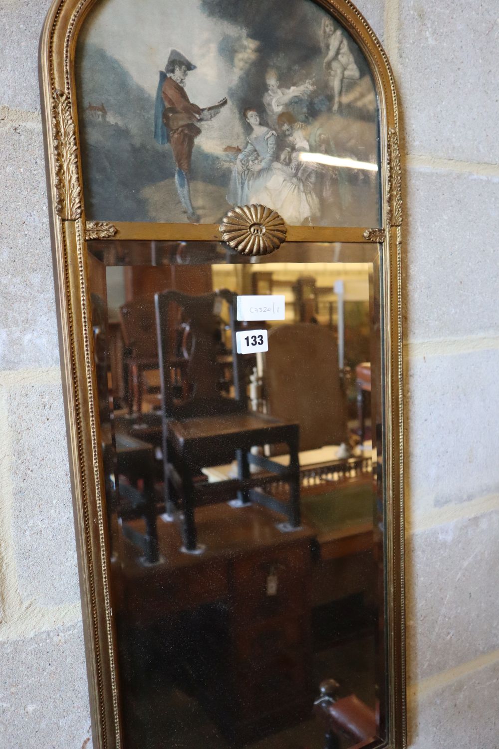 An early 20th century gilt frame pier glass, 39 x 104cm